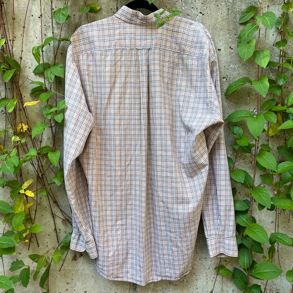 Façonnable Men’s Check Plaid Button Up Shirt - Beige / Brown / Blue, Large Tall - Picture 3 of 12